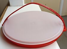Vintage Red Tupperware Divided 6 Section Dish With Handle And Lid picture