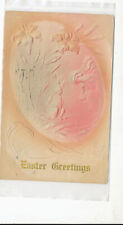 Art Nouveau style Heavily Embossed Airbrushed EASTER Postcard - Woman Bunny 1908 picture