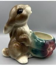 Vintage Royal Copley Easter Bunny Rabbit Ceramic Vase Planter Candy Dish Retro picture