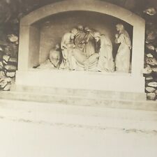 Vintage Black and White Photo Death Of Jesus Christ Sculpture Religious Snapshot picture