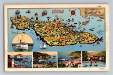 1947. CATALINA ISLAND, MAP SOUVENIR. POSTCARD. RR14 picture