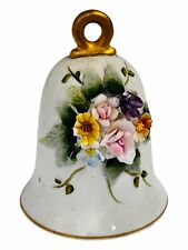 Meibo's Porcelain  Bell w Heart Shaped Clapper Raised Floral Japan Numbered picture
