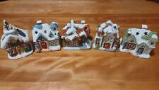 Kirklands Christmas Porcelain Tealight Village House Set 5 VTG 5 TEALIGHTS INC picture