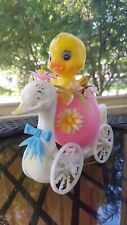 Vintage Kitsch Easter Decoration Chick in Pink Egg on Swan Cart Hong Kong picture