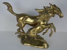Brass Horse Unique Majestic Statue Galloping Mare & Rearing Foal Unpolished picture