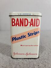Vintage Johnson & Johnson Band-Aid Plastic Strips Mercurochrome Medical Tin 3.5