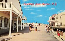 Greetings From Avalon NJ Boardwalk Vintage Standard Chrome Postcard Unposted picture