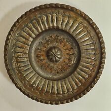 Boho Vintage Mixed Metal Decorative Plate With Imprinted Flowers picture