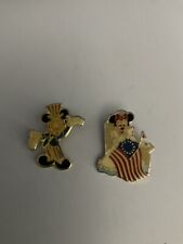 Disneyland Mickey & Minnie Vintage 1989 Patriotic Pins 1 Owner Looks Great Rare picture