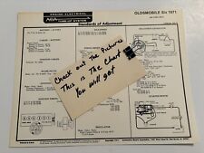 AEA Tune-Up Chart System 1971 Oldsmobile 250 Six Cylinder picture