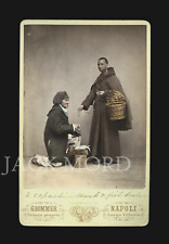 RARE ANTIQUE PHOTO OCCUPATIONAL CAPUCHIN MONK & FISH SELLER GIORGIO SOMMER ITALY picture