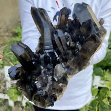 7.8LB Large Natural Black Smoky Quartz Crystal Cluster Raw Mineral Specimen picture