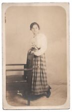 1910s RPPC Lady Horizontal Strip Skirt Photo Postcard Fashion Zanesville OH VTG picture