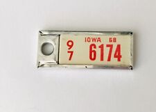 1968 Iowa DAV Keychain License Plate Tag 97 - 6174 IA USA Red White Vintage picture