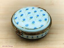 Del Prado Blue & White Floral EP01-6cm-Vintage Trinket/Pill/Jewellery Box 0vi picture