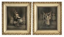 Vintage Pair 2 Ballet Pastel Framed Prints Sophie 10 x 11