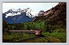 Banff Alberta, CP Rail's Eastbound Canadian, Vintage Souvenir Postcard picture