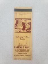 1950's E A & Edwin Anderson's Gateway Grill Winter Park FL  Matchcover picture