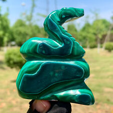 195G  Rare Natural Malachite quartz hand Carved snake Crystal Healing picture