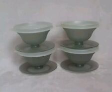 Vintage Gray Tupperware #754 Dessert Parfait Jello Pudding Cups W/Lids Set Of 4 picture