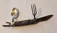 Vintage Colonial Pocket Knife With Folding Spoon And Fork - 4 Folding Tools picture