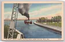 1948 Postcard Au Revoir Modern Freighter Downward Bound Sault Ste. Marie MI picture