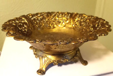 Vintage Italian Brass Bowl Marked Italy C.T.6 Ornate Metal Work Footed (52) picture