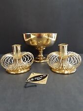Vintage Seiden Solid Brass Candle stick Holders & Footed Candy Dish picture