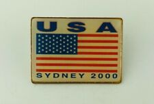 Sydney 2000 Team USA Olympic Lapel Hat Pin Gold Tone USA Flag Australia  picture