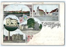 c1905 Greetings from Taucha Germany Multiview Antique Posted Postcard picture