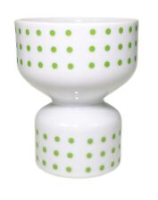 Single Egg Cup Holder Two Sided Porcelain Vtg Japan MCM Green Polka Dot picture