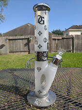 Silver Diamond: Glass Water Straight Pipe Bong - 13