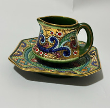 beautiful vintage antique handmade ceramic asian coffee cup & tea with his plate picture