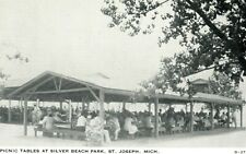 c1930's Picnic Tables at Silver Beach Park St. Joseph Michigan MI Postcard picture