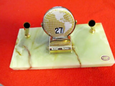 Vintage A Scottco Calendar Pen Holders Desk Set Genuine Onyx Marble Base  picture
