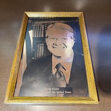 Vintage Etchmaster Original Framed Copper Plate Jimmy Carter Portrait 6” x 9