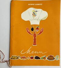 Olympic Airways Airlines First Class Menu - 1970's picture