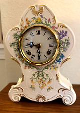1982 Franklin Mint Porcelain 8-Day Striking Mantel Clock Horticulture De France picture