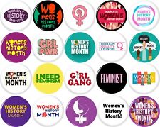 WOMEN'S HISTORY MONTH x 20 NEW 1 Inch (25mm) FEMINIST Buttons Badges Pins picture