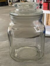 Vintage Anchor Hocking Apothecary Square Jar With All Glass Lid 5.5”T 3.25 in.²￼ picture