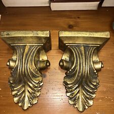 PAIR OF ANTIQUE STYLE ACANTHUS LEAF AND SCROLL MOTIF DECORATOR WALL SHELVES picture