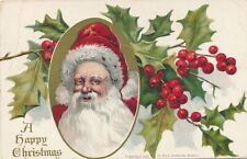 CHRISTMAS - Santa Has A Big Beard Postcard - 1910 picture
