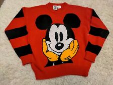 Vintage Mickey Mouse Knit Sweater Medium Hong Kong Red Black picture