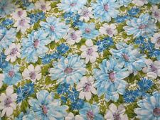 VINTAGE 1970'S SET OF 2 TWIN BED SPREADS BLUE GREEN FLORAL POLYESTER COMFORTER picture