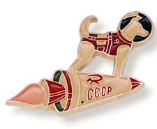 Astronaut Laika Space Dog Exploration CCCP Soviet Union Russia USSR Enamel Pin picture