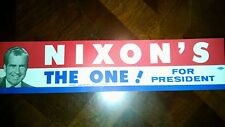 One 1968 Campaign Richard NIXON'S THE ONE for President Bumper Sticker (4786) picture