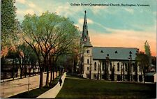 Vtg Burlington Vermont VT College Street Congregational Church 1910s Postcard picture
