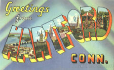 Greetings From Hartford,CT Large Letter Connecticut Capitol Novelity Co. Vintage picture