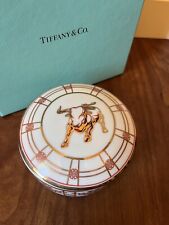 Rare Tiffany & Co Trinket Box Year Of The Ox Chinese Zodiac Porcelain 4” picture