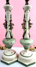 Pair of Lamps Painted Floral Crooked Lamps Repaired Lamp Piece picture